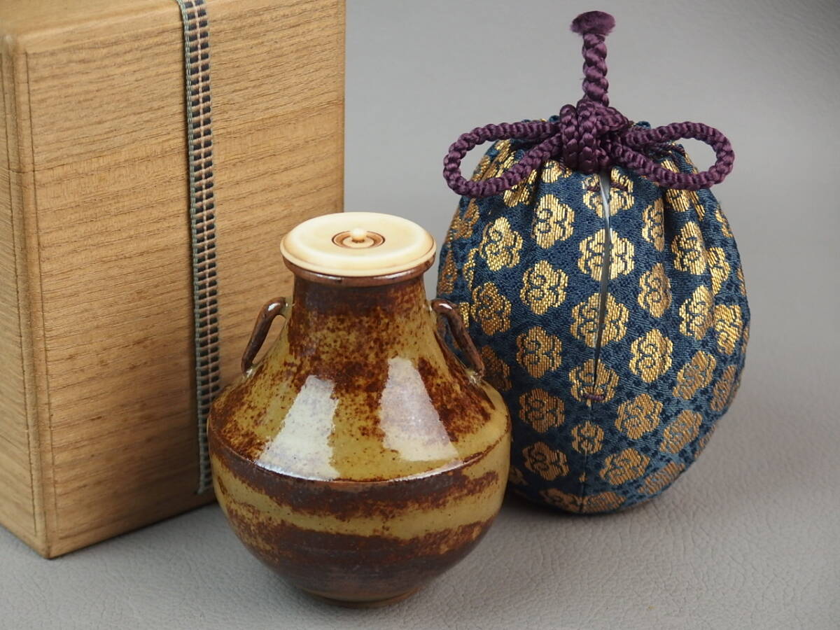 【骨董・茶道具】★古い 瀬戸焼?高取焼?★★双耳茶入 gl099sl.7拍卖