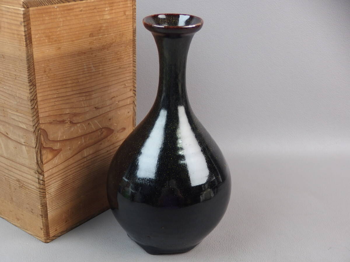 【骨董・茶道具】★中国古玩★★天目釉花瓶 花入 gl025vb.7 花生 花道 華道拍卖