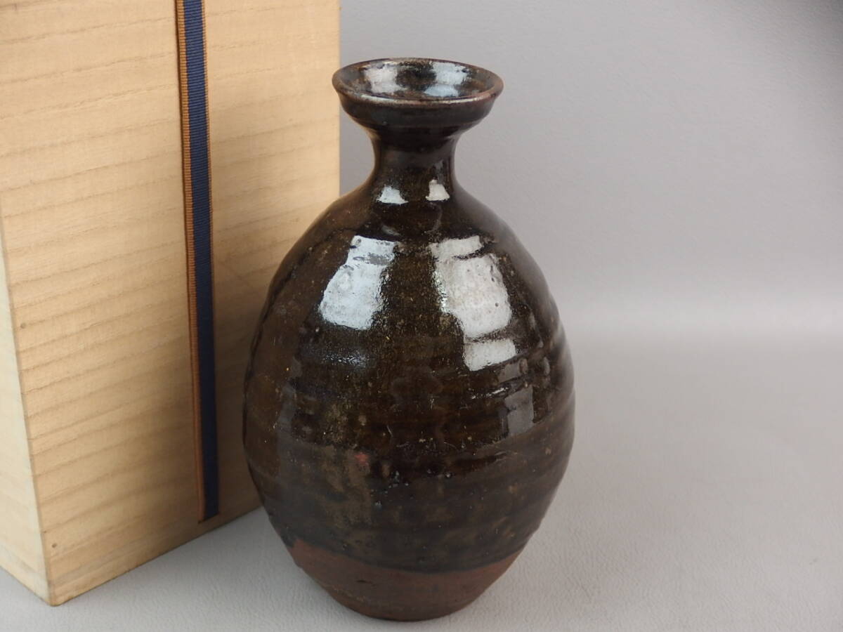 【骨董・茶道具】★李朝 高麗★★黒天目瓶 黒高麗 gl043wb.7 黒薩摩 花道 華道 酒器 徳利拍卖