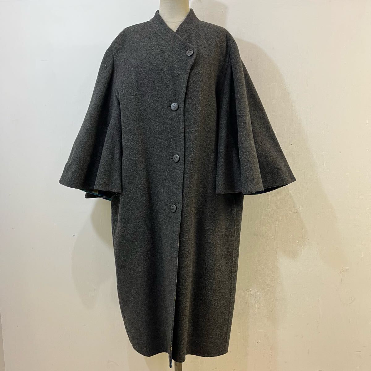 HARDY AMIES BOUTIQUE LONDON 和装コート ロングコート ポンチョコート 袖フレア 着物コート 希少 ハーディエイミス【送料一律/同梱可能】G拍卖