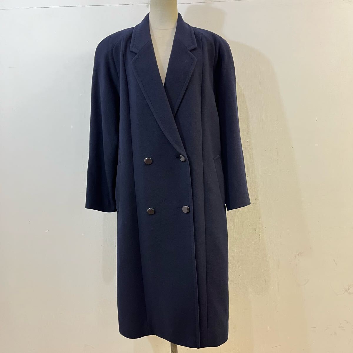 AGUAMARINA 極上 カシミヤコート ロングコート チェスターコート ダブルボタン トレンチコート ネイビー 希少 上質【送料一律/同梱可能】I拍卖