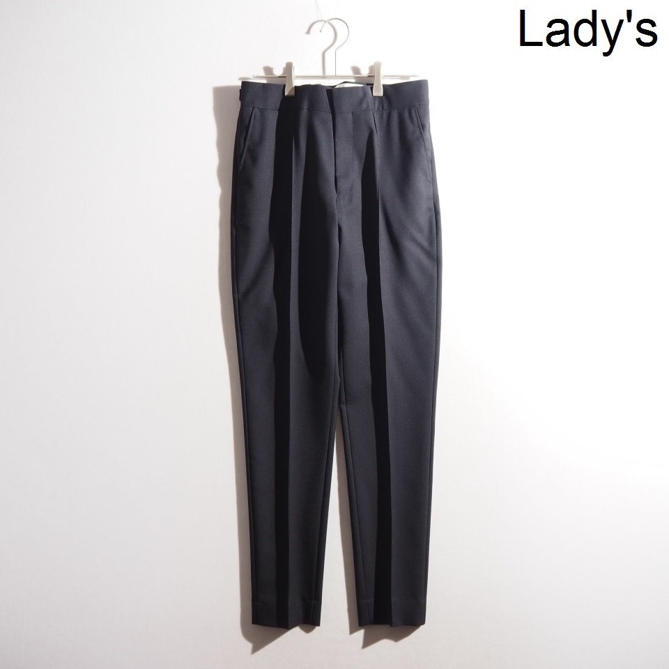 J6930P ▼HYKE ハイク▼ ウール モヘア サイドアジャスター ベルトレス テーパードパンツ ネイビー 2 / 13057 スラックス 紺 春夏 rb mks拍卖