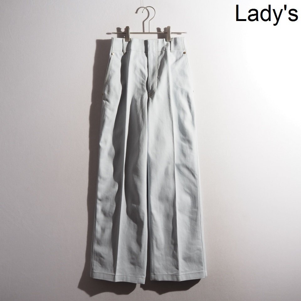 P2988P ▼indicum ebure エブール▼ リアクティブ デニムパンツ アイスブルー 34 / センタープレス ワイドパンツ シーズンレス rb mks拍卖