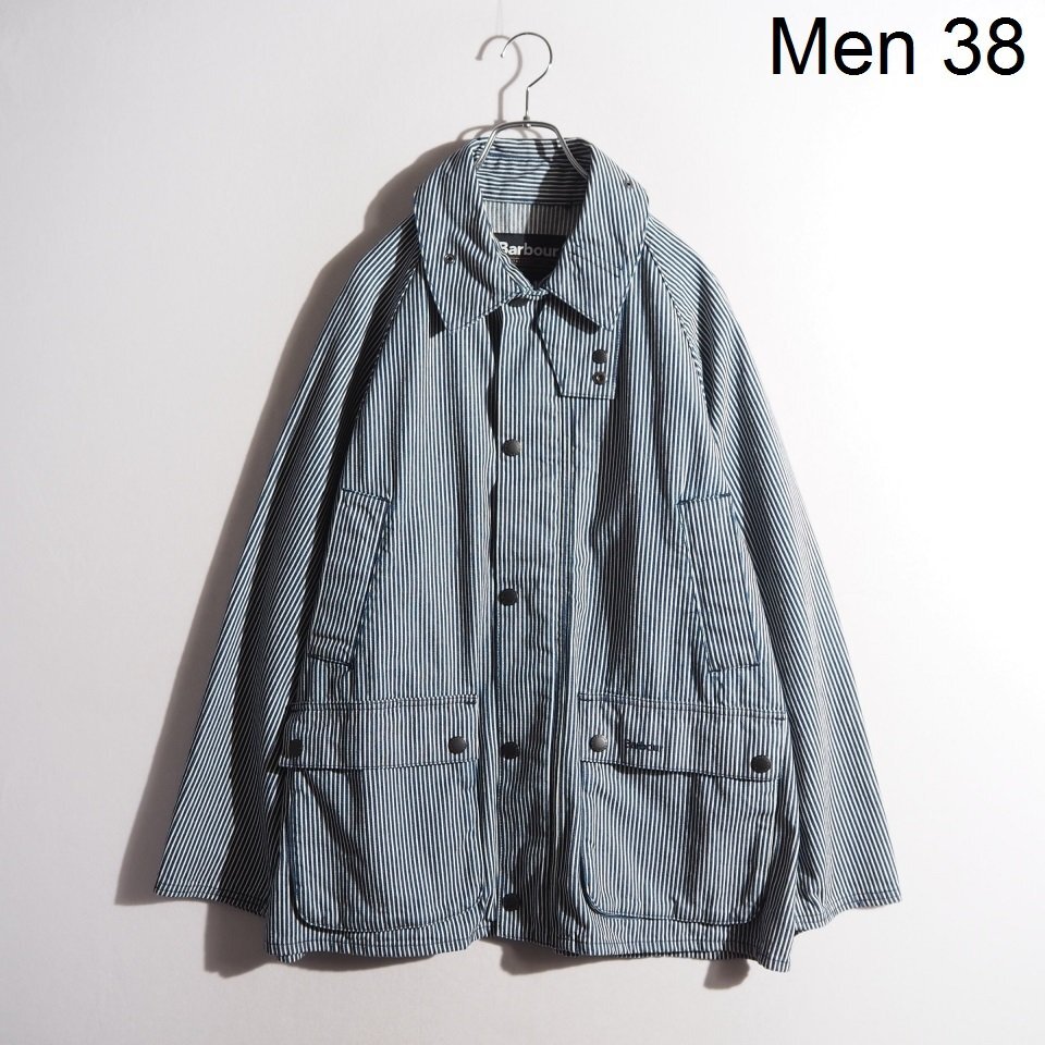 R0758P ▼Barbour バブアー▼ Oversized Bedale Striped Casual Jacket ビデイル ヒッコリーストライプ デニムジャケット 38 春~秋 rb mks拍卖