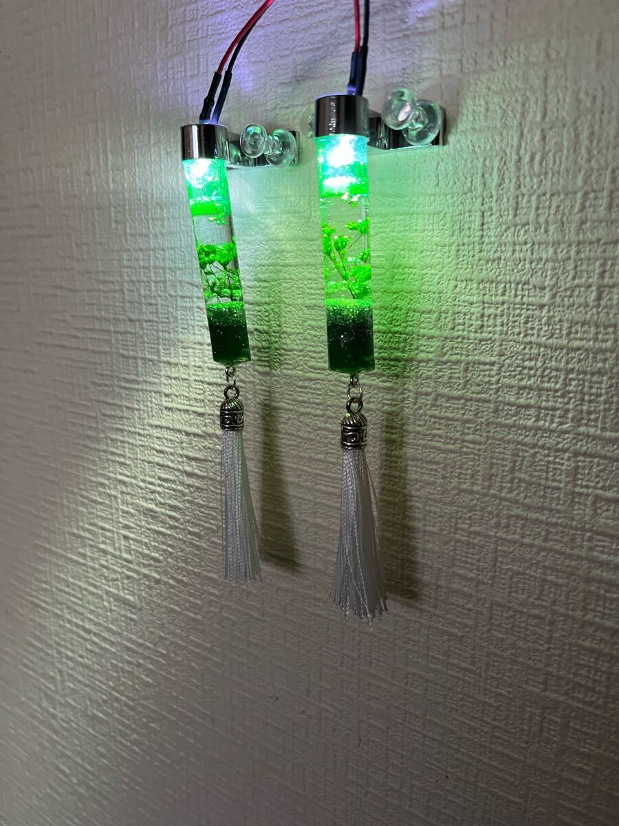 水中花 ミニシャンデリア グリーン 房 ラメ入り 2本セット LED 12V 24V デコトラ 一番星 トラック野郎 旧車會 暴走族 アート 街道レーサー拍卖