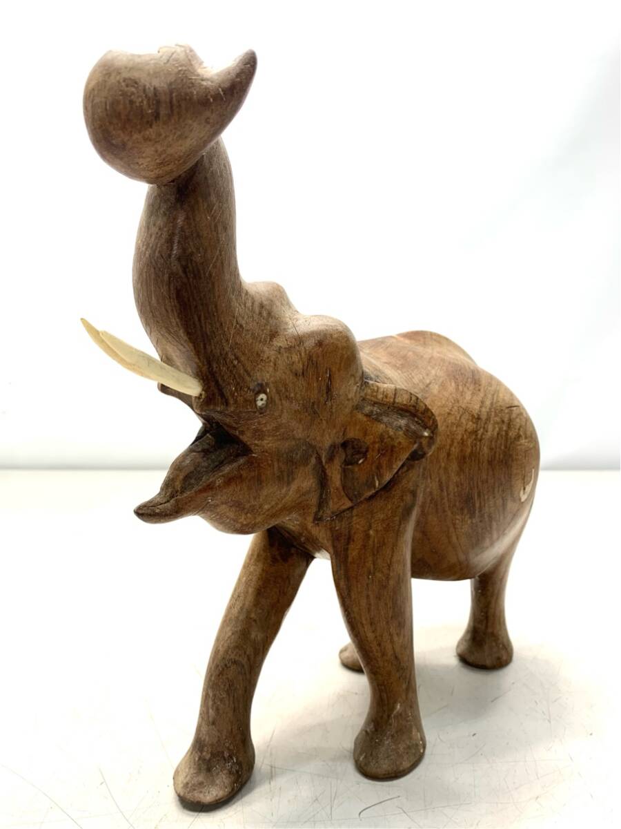 ど迫力 置物 ゾウ 木彫り 像 インテリア オブジェ ヴィンテージ アンティーク レトロ A9301A08拍卖