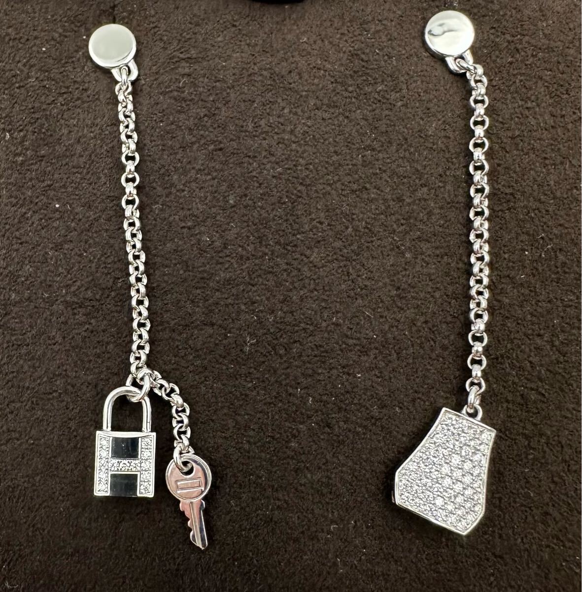 エルメス/HERMES/ケリー・クロシェット/ピアス/K18WG/ダイヤモンド/カデナ/キー/H221513B 00拍卖