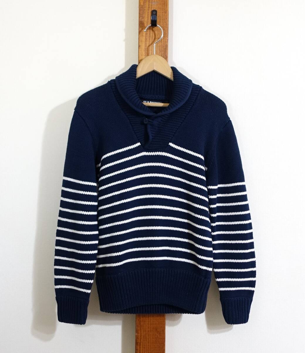 デッドストック★68&BROTHERS/シックスティエイトアンドブラザーズ●ニット セーター ショールカラー ボーダー SIXTYEIGHT&BROTHERS拍卖
