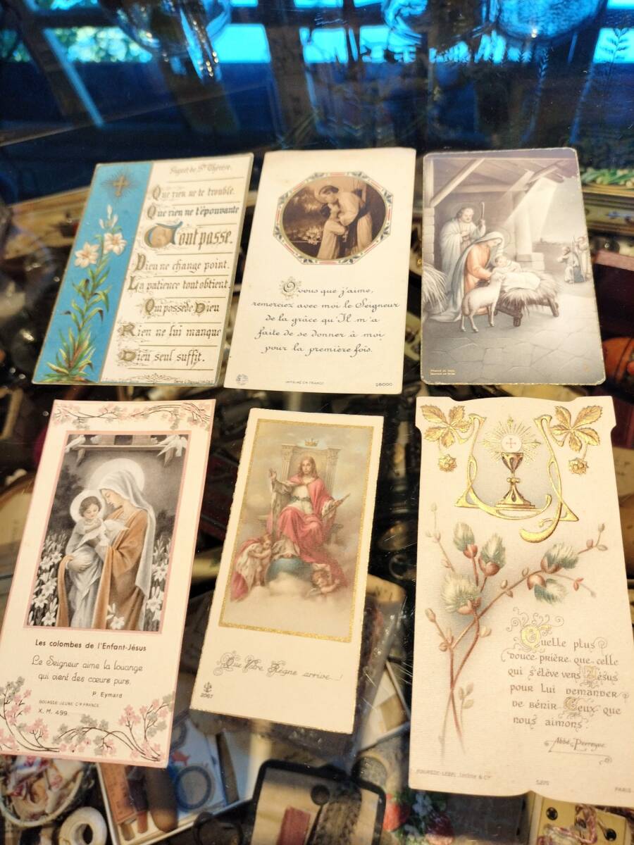 フランス アンティーク 1929年~ 奇麗なカトリック 初聖体 奇麗な ホーリーカード 6枚セット!拍卖