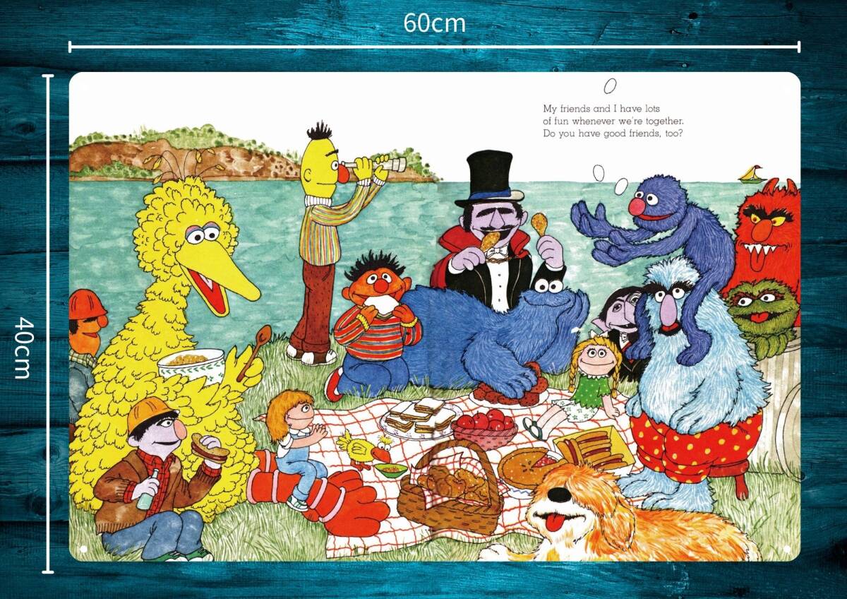 セサミストリート めちゃんこ可愛いです^^ 大型60cm ★メタル看板★新品拍卖