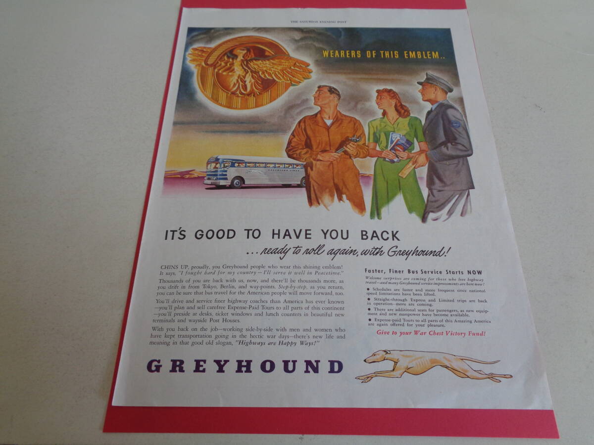 即決 広告 アドバタイジング バス BUS GREYHOUND 1940s オイル モーター レトロ ミッドセンチェリー アメリカ拍卖