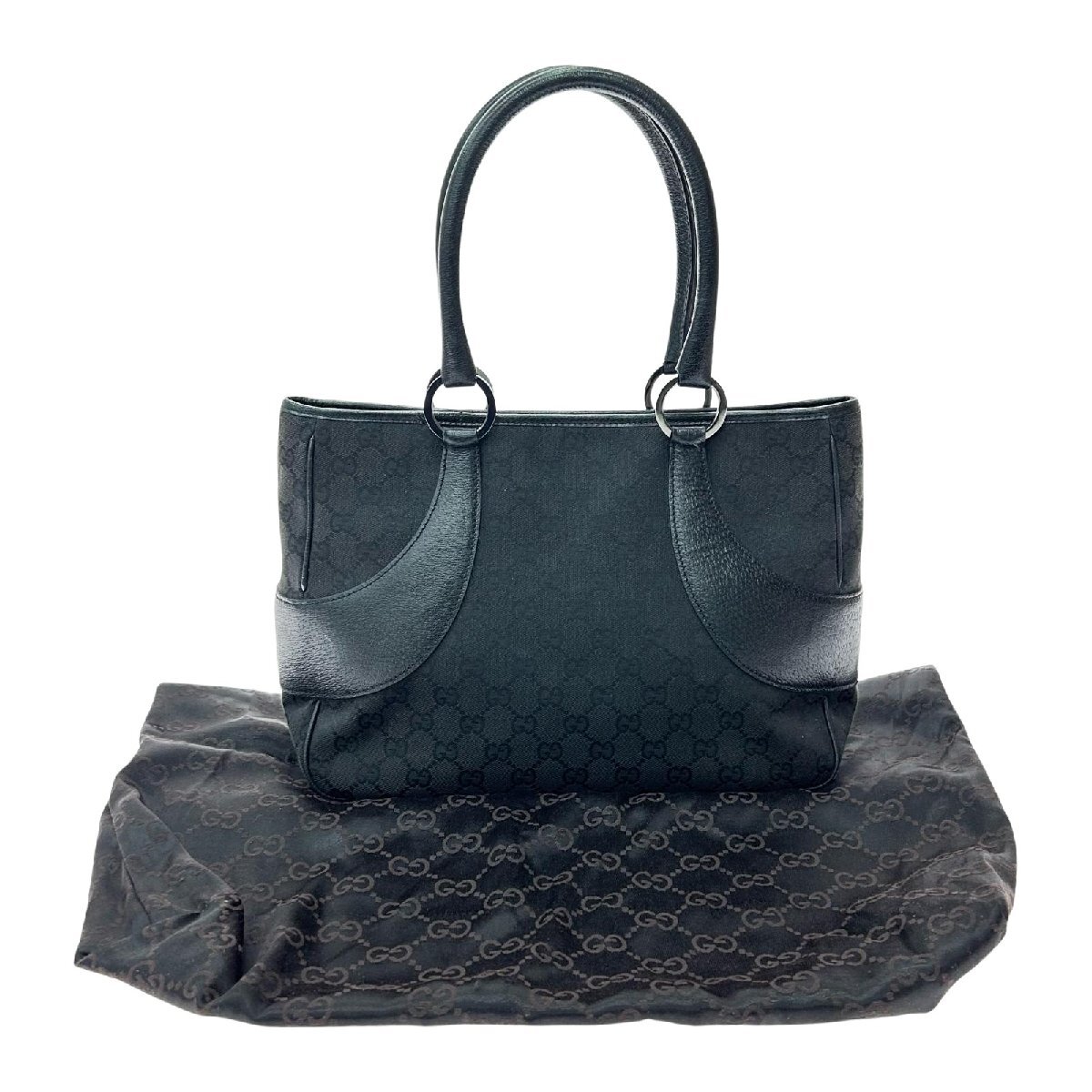 ▼▼ GUCCI グッチ トートバッグ GGキャンバス レザー 113011 ブラック やや傷や汚れあり拍卖