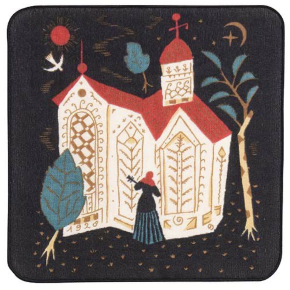 竹久夢二 ガーゼタオル ハンカチ「セレーナデ クロ」風合いの良いガーゼパイル M22-70022-106拍卖