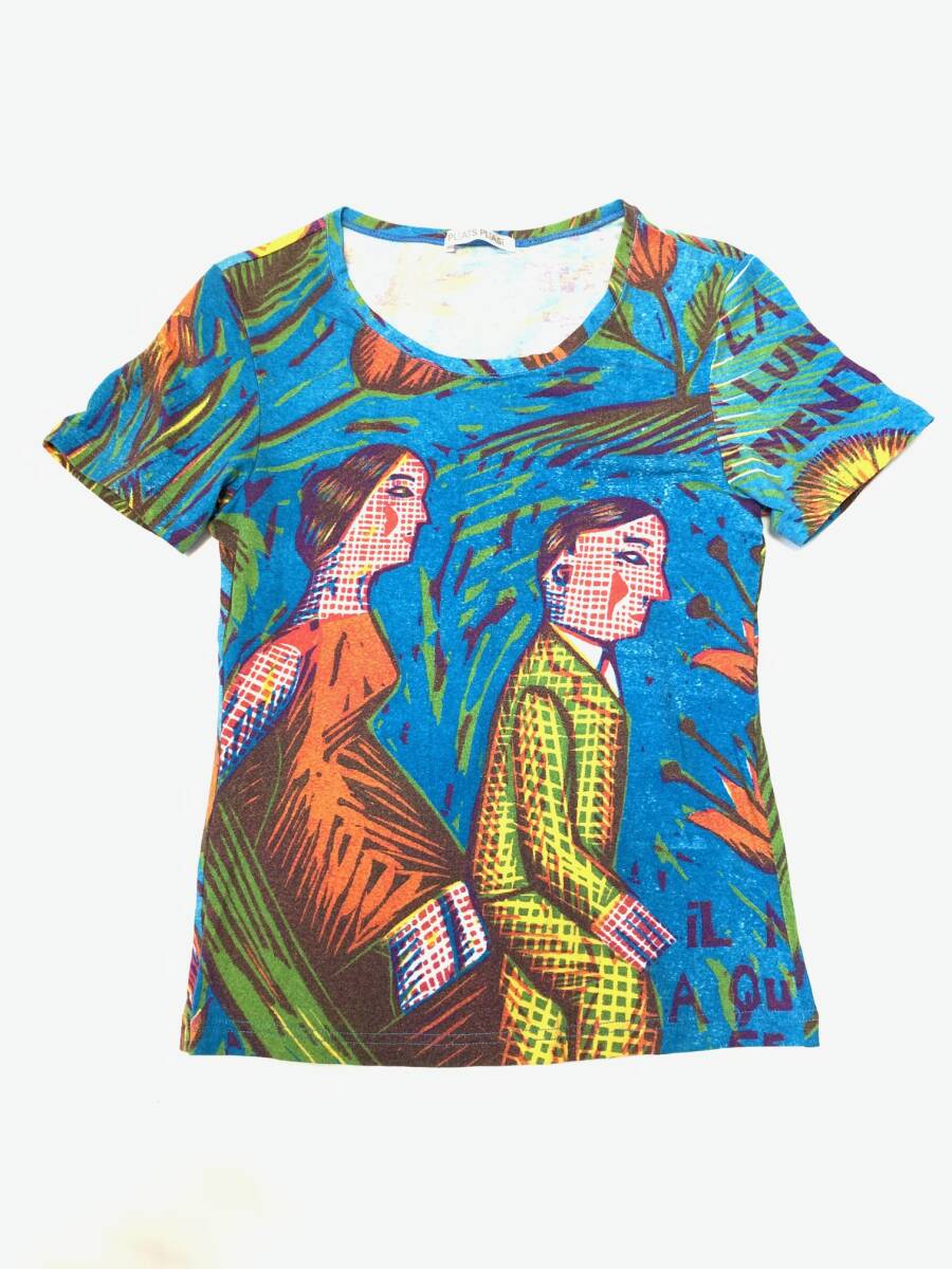 PLEATS PLEASE プリーツプリーズ トップス Tシャツ カットソー アーカイブ 青 ブルー 人 動物 ISSEY MIYAKE イッセイミヤケ拍卖