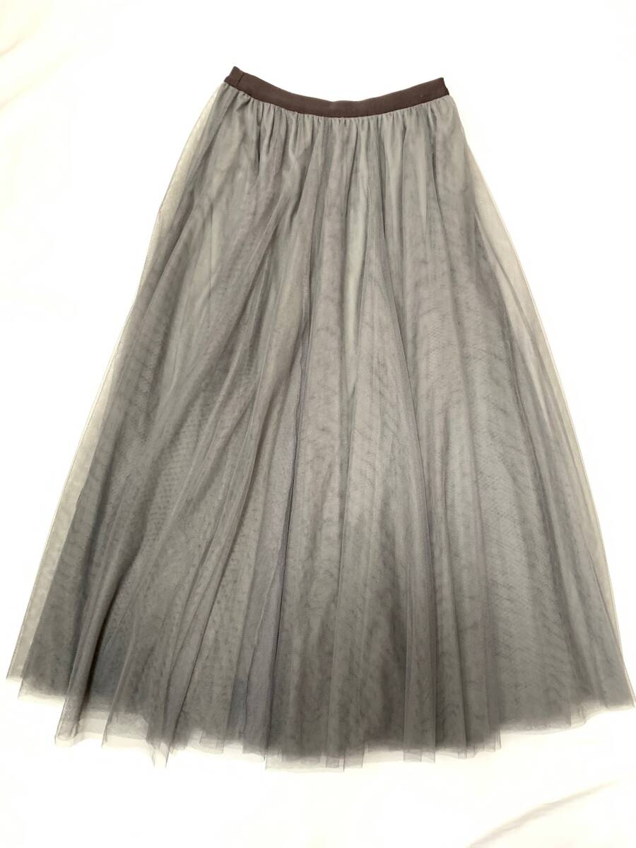 Vivienne tam ヴィヴィアンタム スカート シンプル 灰色 グレー メッシュ チュール フレアスカート ロングスカート 拍卖