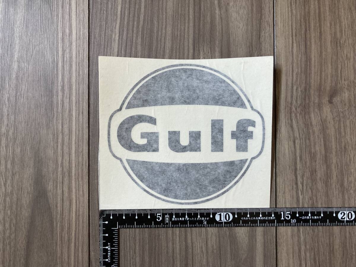 送料無料 Gulf ガルフ オイル ステッカー ブラック&クリア 125mm x 115mm拍卖