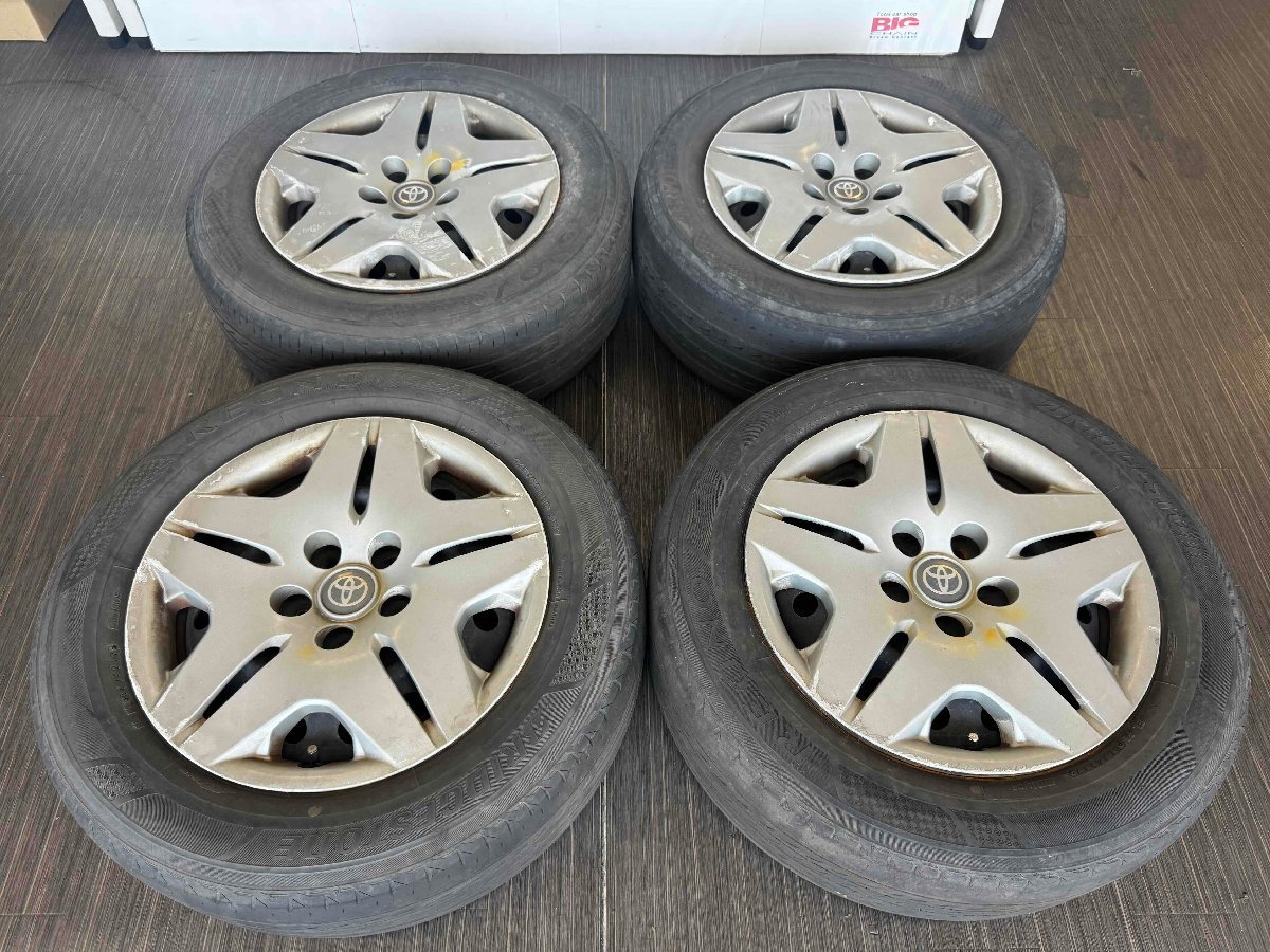 中古★トヨタ純正 10系アルファード 16インチ スチールホイールタイヤ 4本セット(キャップ付き)★16×6.5J/5H/114.3★205/60R16★即納拍卖