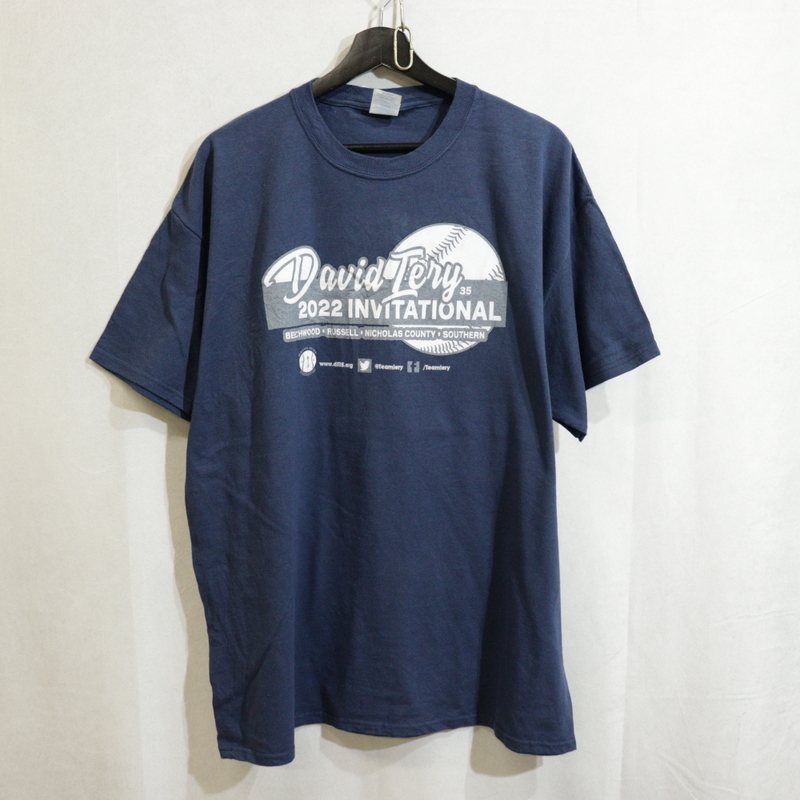 F558 2000年代製 THEBERGERFIRM 半袖Tシャツ■00s 表記XLサイズ ネイビー 紺 古着 アメカジ ストリート 90s 80s 70s 60s 激安 古着卸拍卖