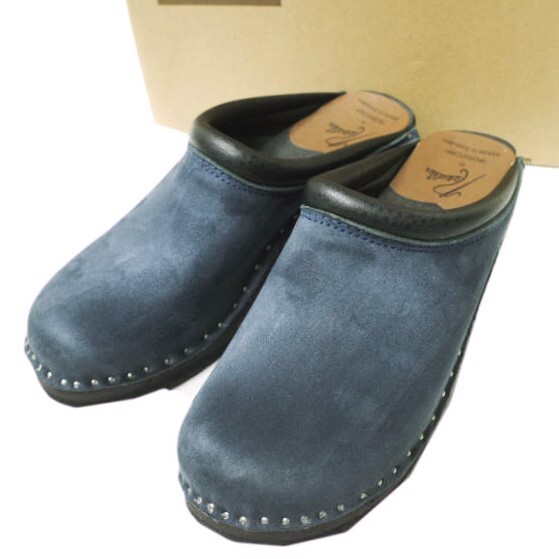 troentorp x Needles トロエントープ ニードルス 別注 Swedish Clog Plain Toe / Nubuck クロッグ 38(24-24.5cm) NAVY サボ サンダル拍卖