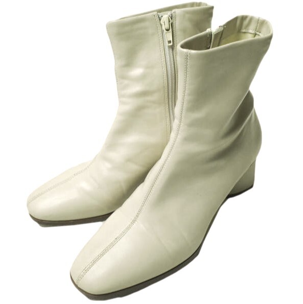 ADAM ET ROPE アダムエロペ 21AW ストレッチショートブーツ GAA21110 36(23cm) オフホワイト サイドジップ シューズ g22222拍卖