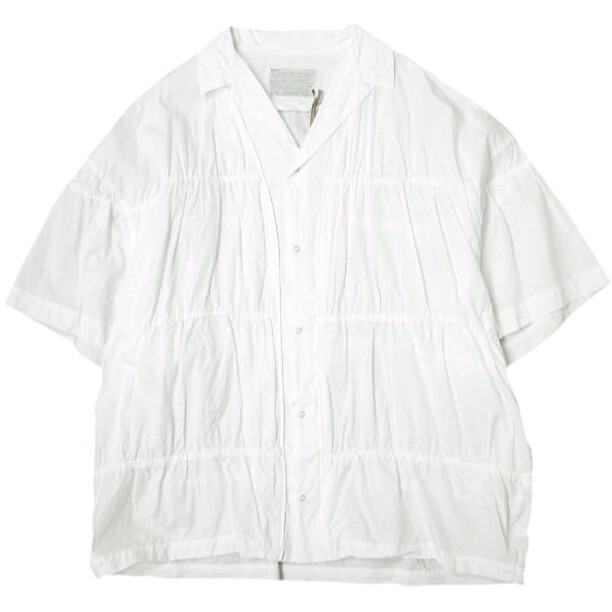 新品 kolor カラー 24SS 日本製 ギャザーオープンカラーシャツ 24SCM-B05112 1 WHITE 定価75,900円 オーバーサイズ タイプライター 開襟拍卖