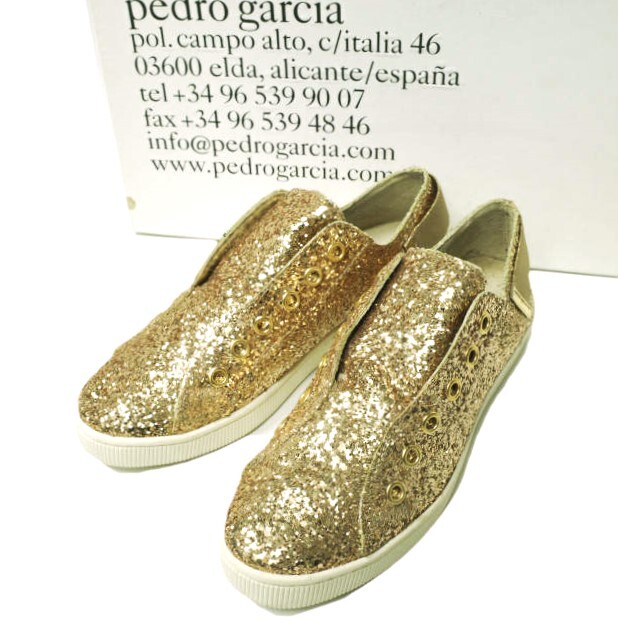 新品 Pedro Garcia ペドロガルシア PEYTON グリッタースリッポン 39(25.5cm) GOLD 定価36,300円 スニーカー シューズ g12765拍卖