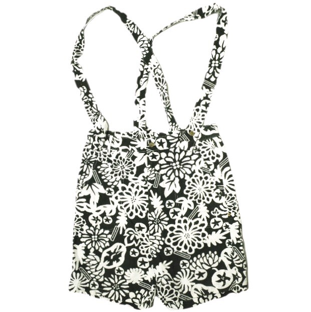 mercibeaucoup. メルシーボークー 日本製 フラワープリントサロペットショーツ MB81FF798 3 BLACK/WHITE ショートパンツ ボトムス g18634拍卖