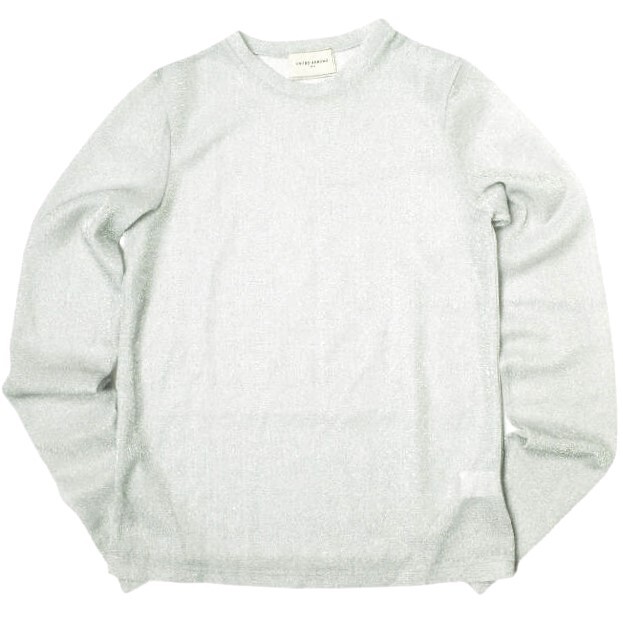 UNITED ARROWS ユナイテッドアローズ 日本製 グリッターラメジャージーカットソー 1512-222-1061 Free シルバー 長袖 トップス g22414拍卖