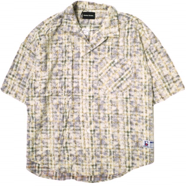 新品 Danke Schon ダンケシェーン 25SS BLEACH CHECK OPEN COLLER SHIRTS ブリーチチェックオープンカラーシャツ UNS25082 Free パープル拍卖