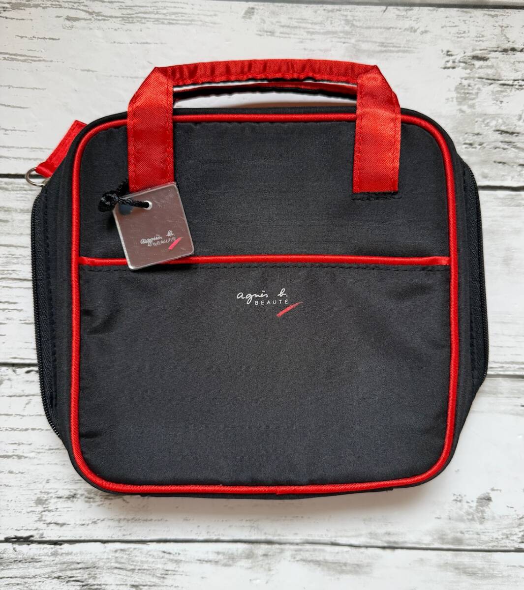 未使用★アニエス ベー/ agnis b.★化粧 ポーチ メイクポーチ ポーチ取り外し可 ブラック拍卖