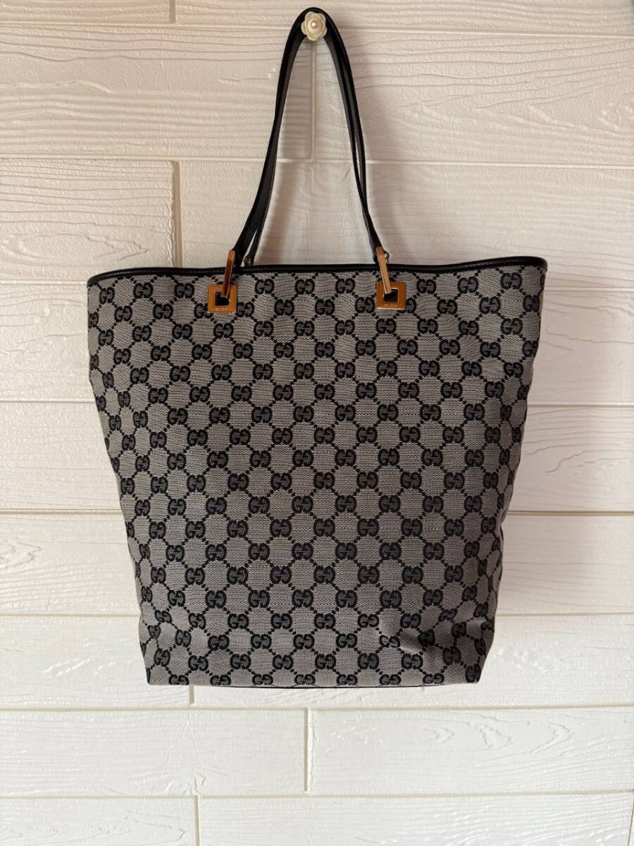 未使用★GUCCI/グッチ★GGデニム バケツ型 トートバッグ ショルダーバッグ 肩掛け ブラック グレイ拍卖