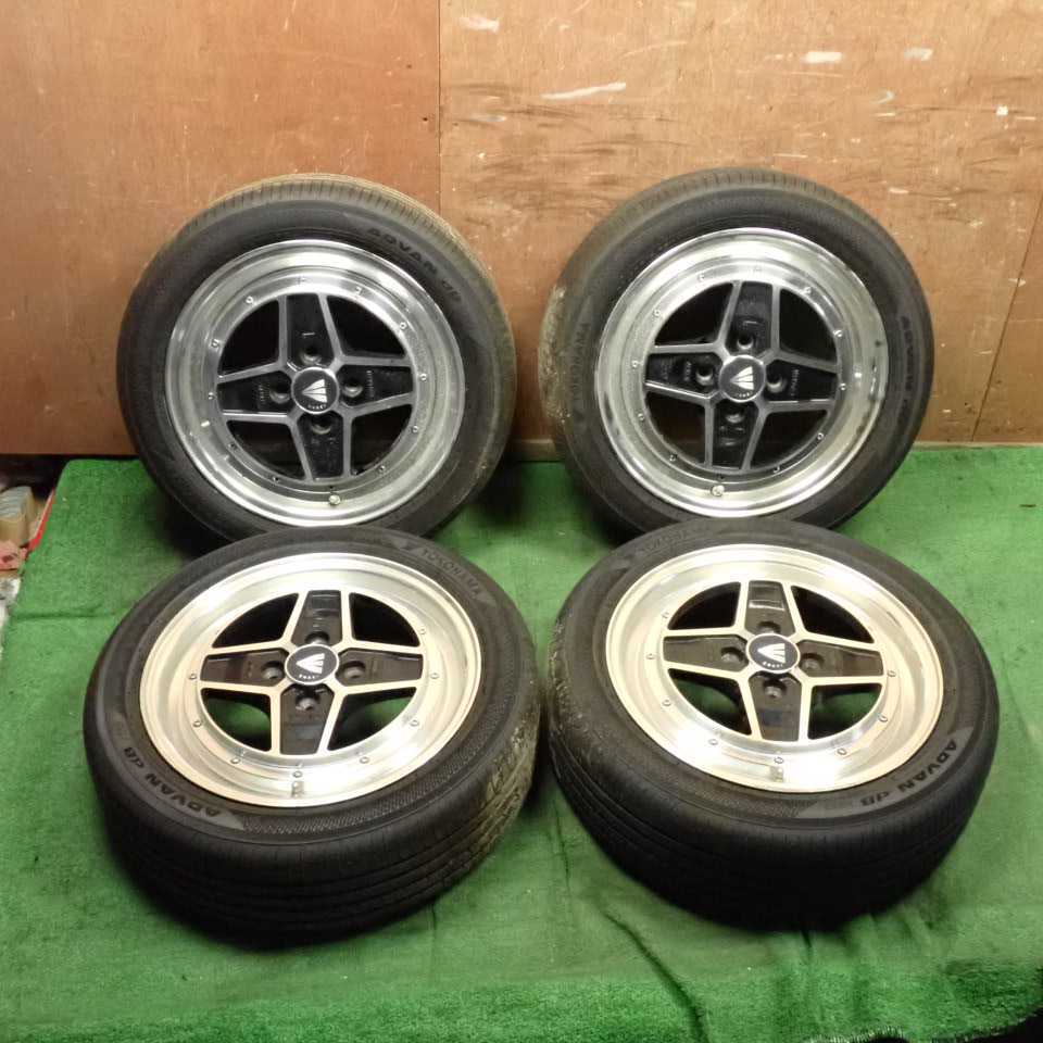 平成28年 アルトワークス HA36S 外し ENKEI アパッチ2 アルミホイール タイヤ 4本セット YOKOHAMA ADVAN 165/55R15 25年製 中古 即決拍卖