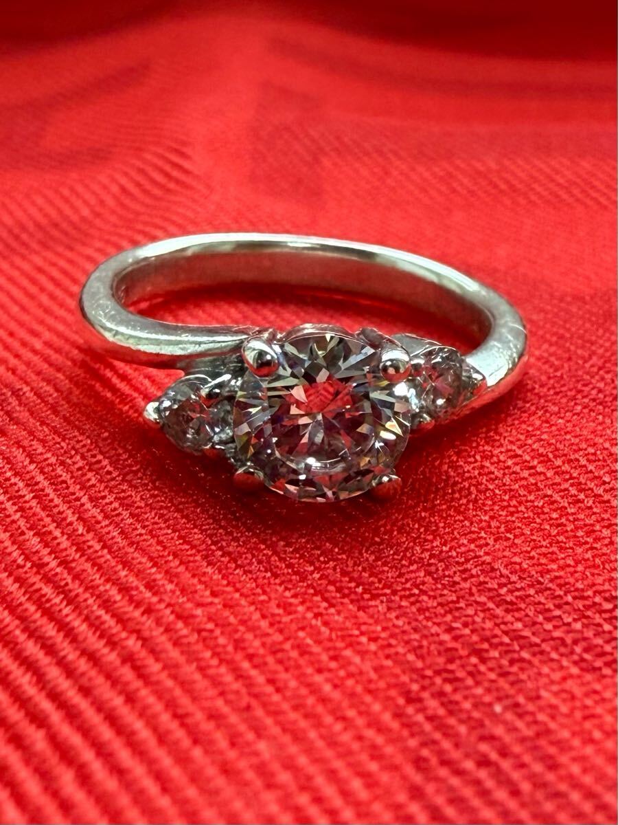 6* 美しい製品* ダイヤモンド風 SV925刻印 リング デザイン シルバー 指輪 11号拍卖