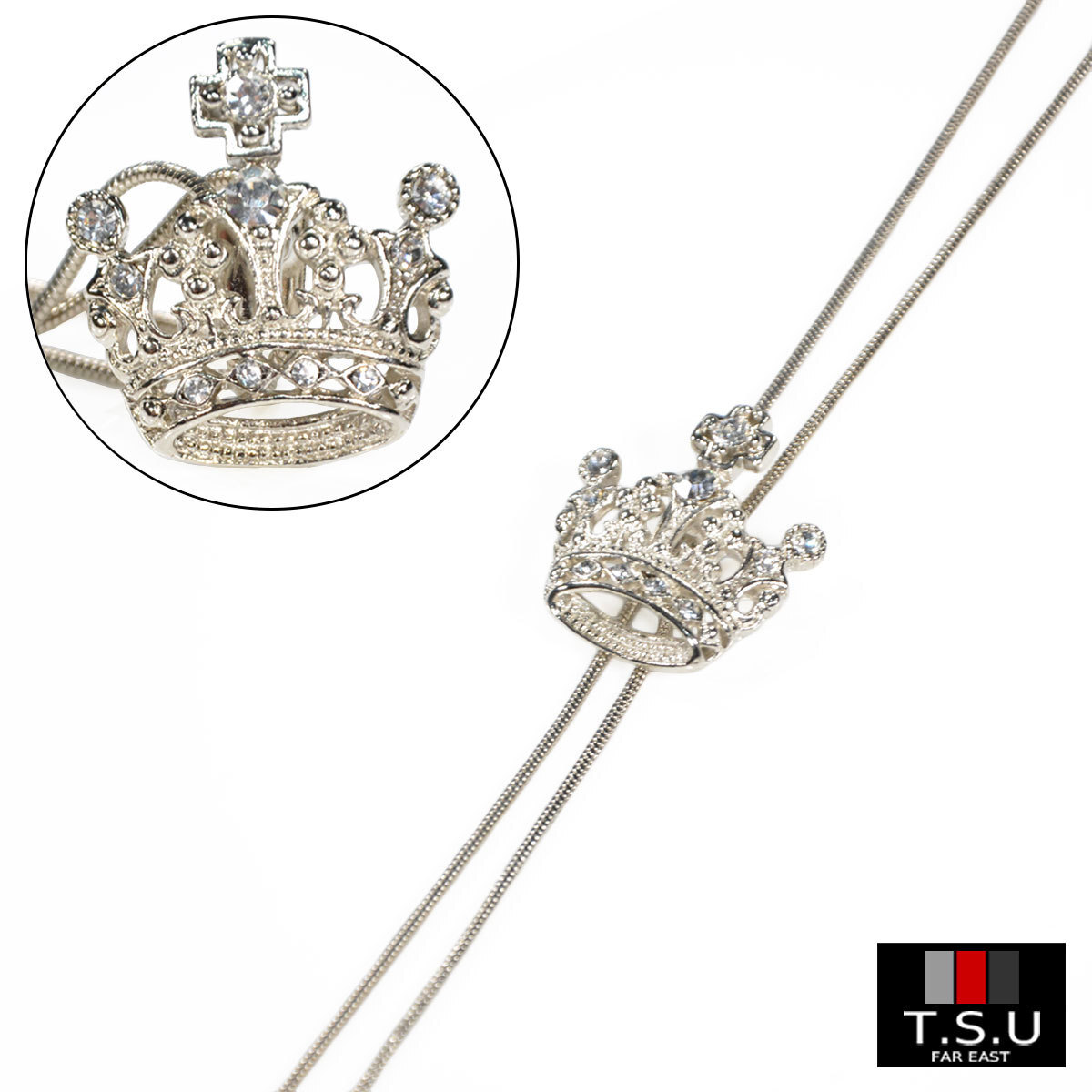 ◆013-1 チェーンループタイ ポーラータイ ボロタイ ネックレス 王冠デザイン ラインストーン アクセサリー メンズ(クラウン) メール便可拍卖