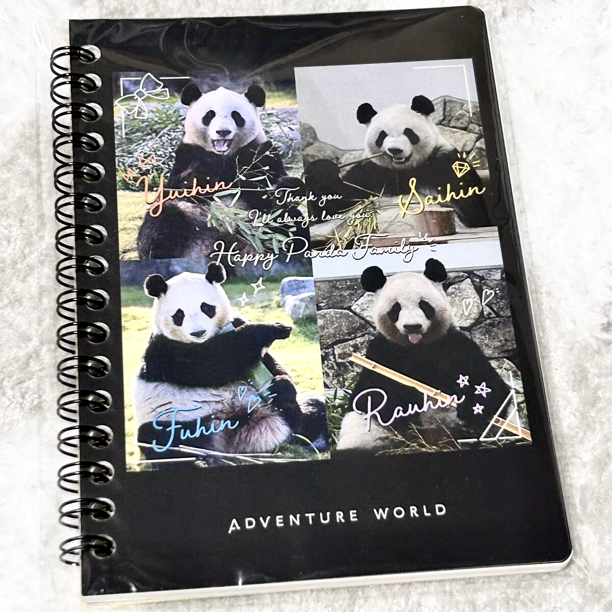 ★アドベンチャーワールド パンダファミリー ありがとう 良浜・結浜・彩浜・楓浜【リングノート】★ ジャイアントパンダ 浜家拍卖