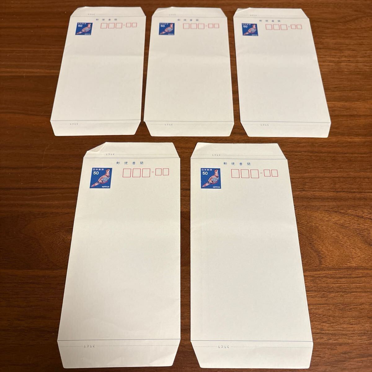 昭和51年 郵便書簡 ミニレター はがき きじ 5枚 未使用 額面500円 1976年 50円拍卖