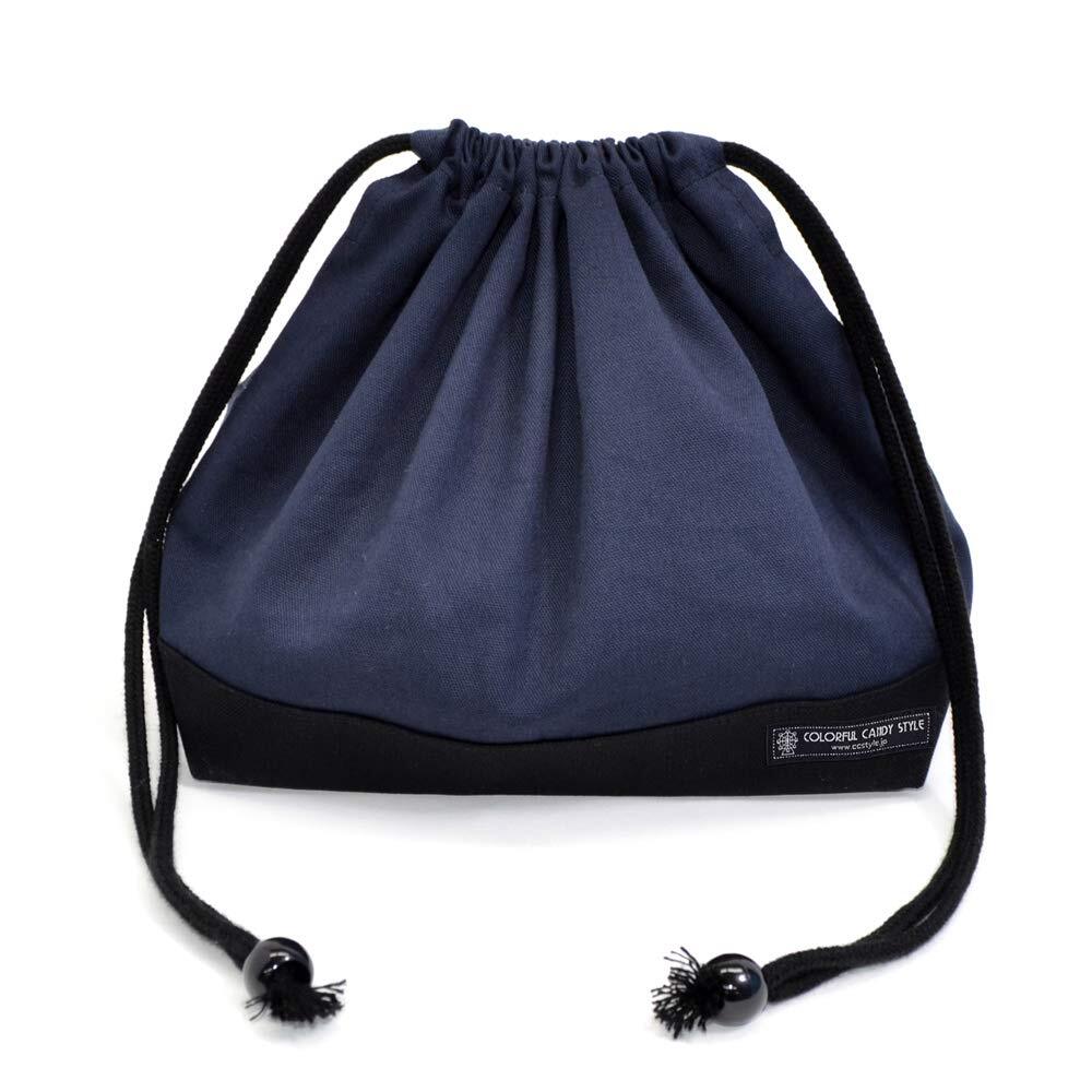 COLORFUL CANDY STYLE お弁当袋 男の子 女の子 巾着 中 子供 おしゃれ かわいい マチ付き ディープネイビー N34677拍卖