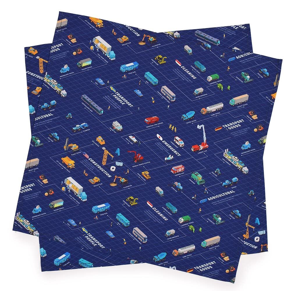 COLORFUL CANDY STYLE ランチクロス 男の子 2枚セット 給食 ナフキン お弁当 正方形 クルマ社会の交通インフラ N3968拍卖