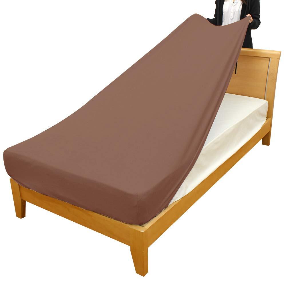 メリーナイト シーツ のびのびぴったり パイルシーツ ブラウン シングル マットレス・敷ふとん兼用タイプ ストレッチ素材 シワなくピッタリ拍卖