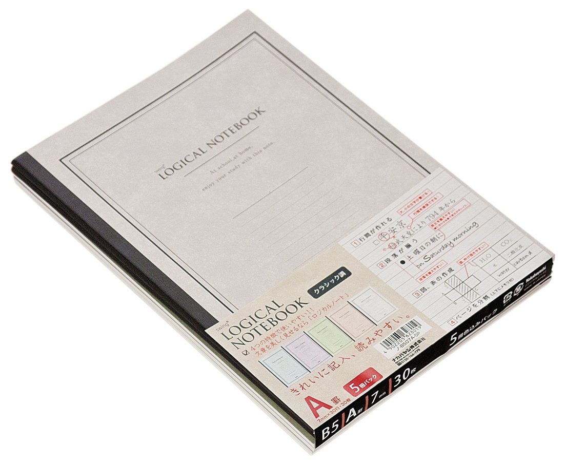ナカバヤシ ロジカルノート B5 A罫 5冊パック クラシック ノ-B507A-5P拍卖