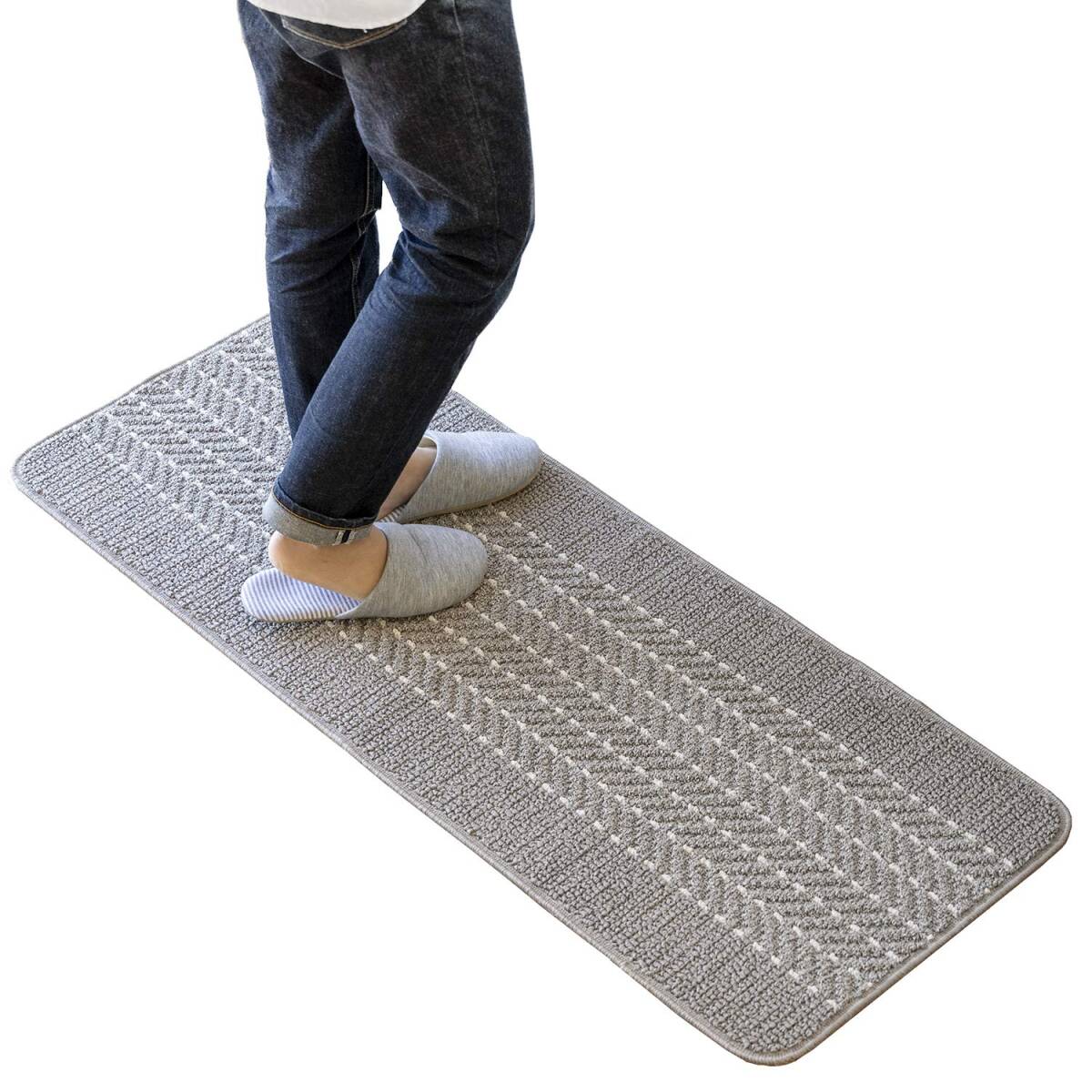 オカ(OKA) 優踏生 洗いやすいキッチンマットヘリンボン 約45cm×120cm グレー (すべらない 日本製 北欧) 45486226875拍卖