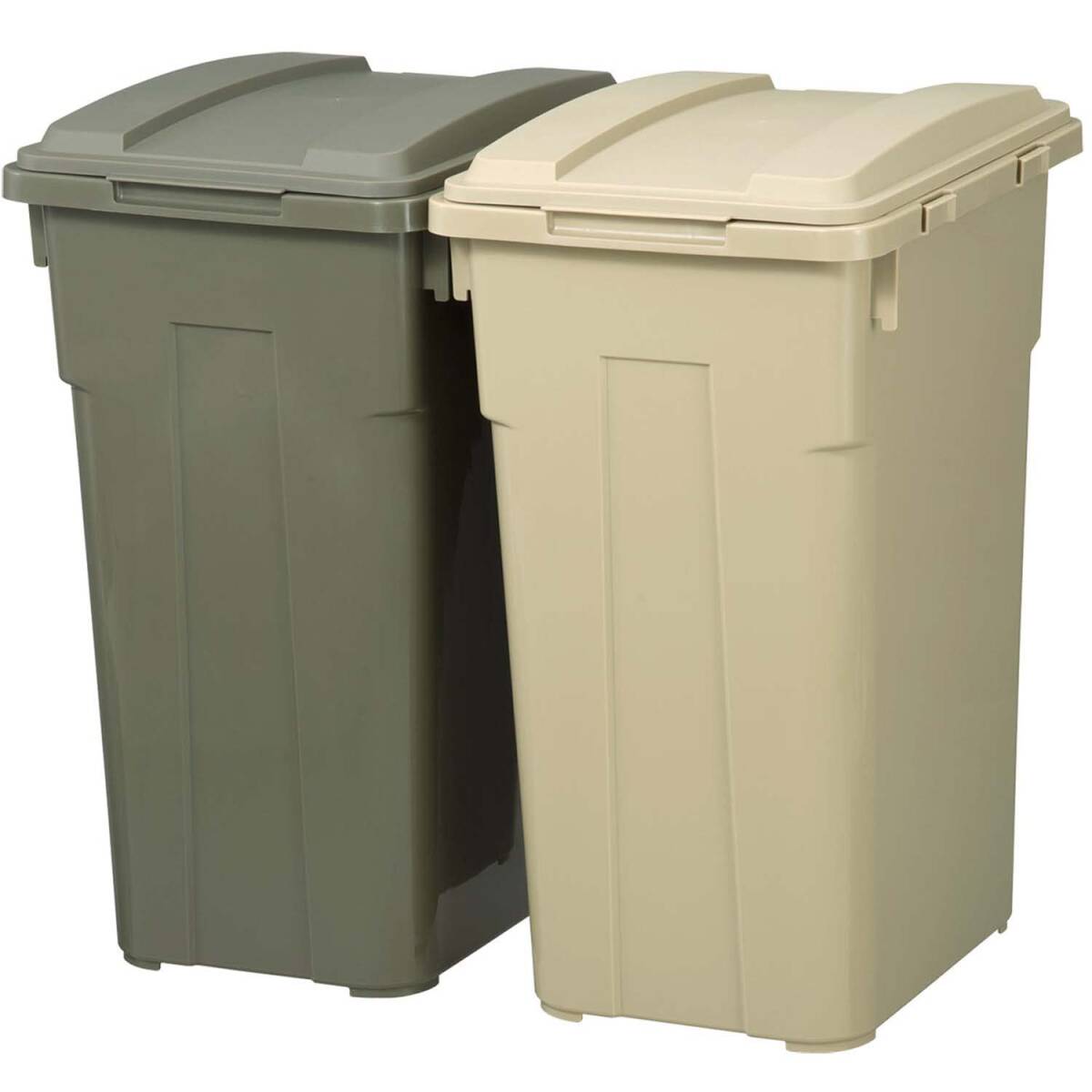 新輝合成(Shinki Gosei) トンボ ゴミ箱 連結可能 蓋付き 分別 33リットル 2個セット カーキベージュ カーキグリーン 幅28×拍卖