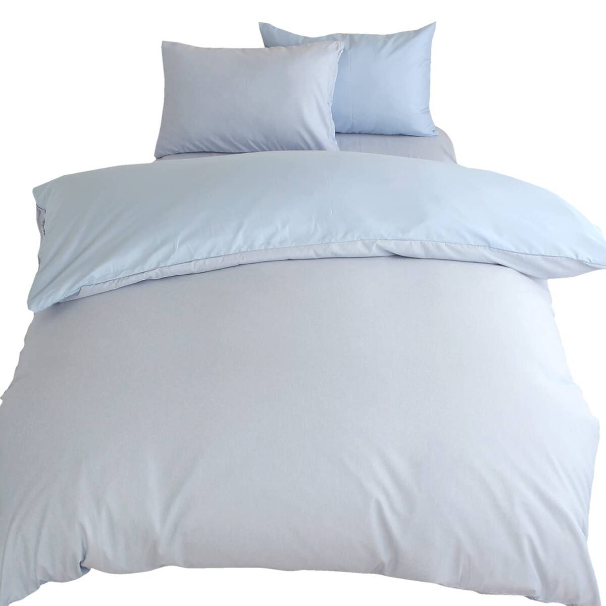 メリーナイト(Merry Night) 両サイドファスナー 掛布団カバー 霜降り調 ブルー シングルロング 約150×210cm 着脱簡単 ふと拍卖