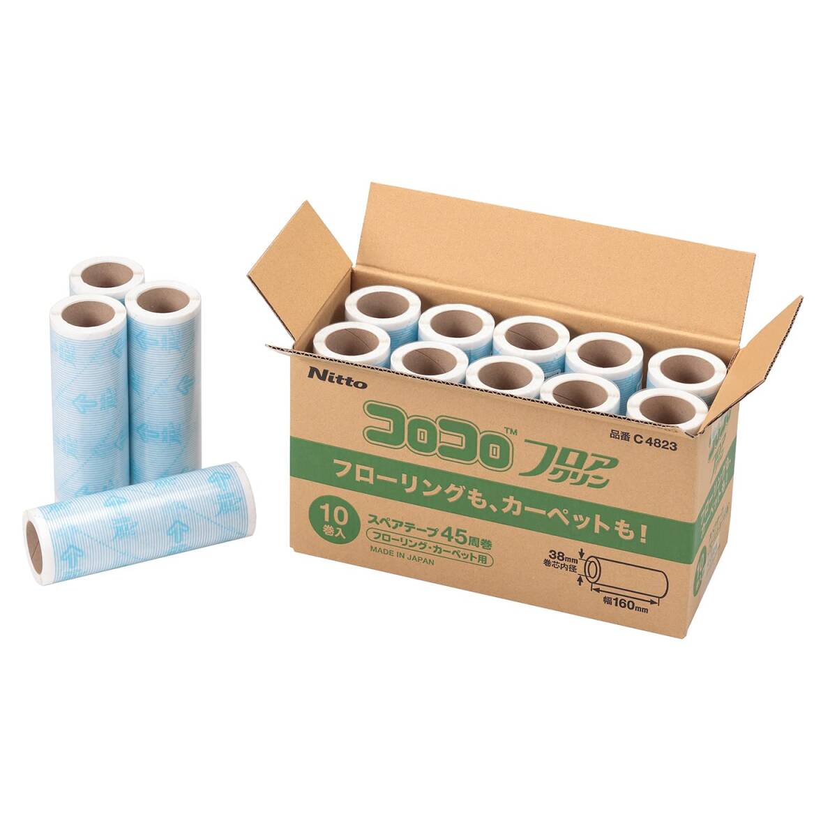 ニトムズ コロコロ フロアクリン スペアテープ フローリング・カーペット対応 45周 10巻入り C4823 白拍卖