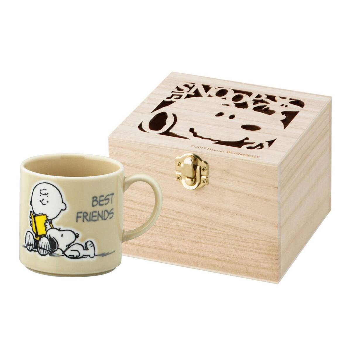 山加商店 「 PEANUTS ( ピーナッツ )」 スヌーピー マグカップ 350ml (木製入) ベストフレンズ柄 プレゼント 母の日 女性拍卖