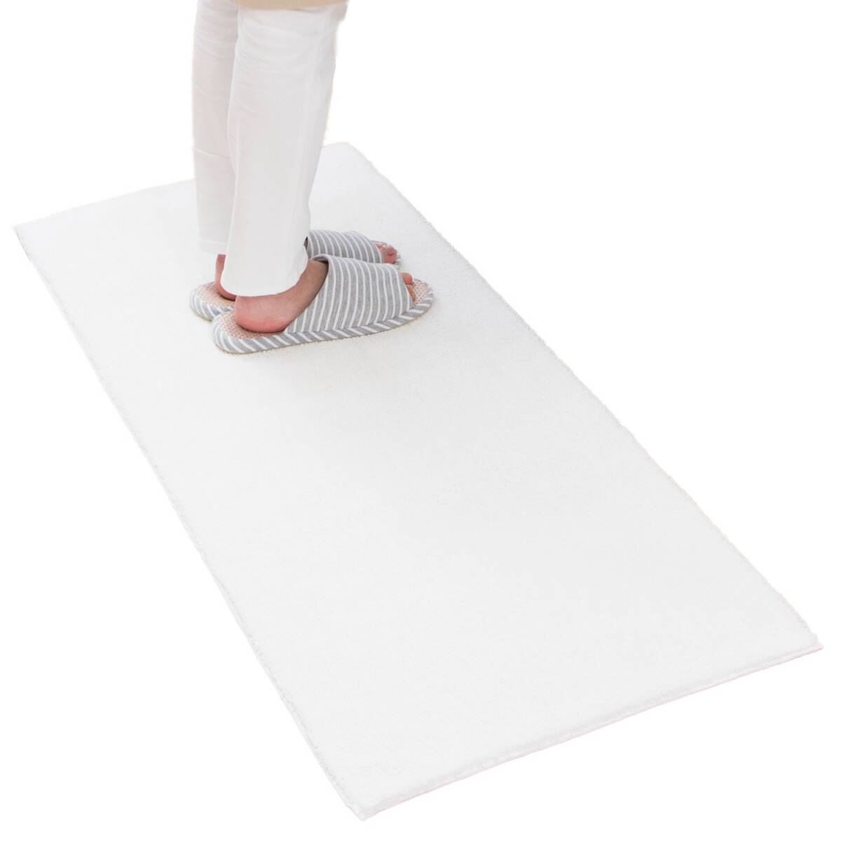 オカ 乾度良好Dナチュレ ロングマット ホワイト 約50cm×120cm (キッチンマットや玄関マット、リビングマットなど多目的に)拍卖