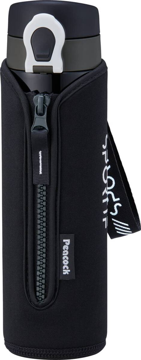 ピーコック 水筒 マグ ボトル 500ml 保温 保冷 ワンタッチ マグボトル ステンレス 魔法瓶 0.5L ケース カバー付き ブラック AM拍卖