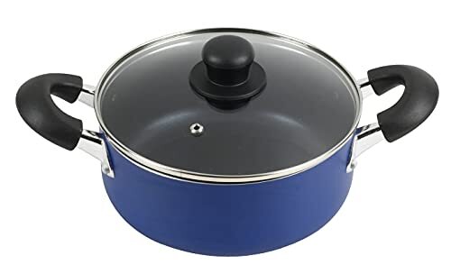 パール金属 両手鍋 20cm ガラス蓋付 ブルーダイヤモンドコート IH対応 スマート・チョイス HB-6011拍卖