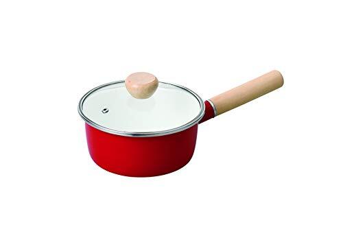 パール金属 クレヴィア ホーローガラス蓋片手鍋16cm レッド拍卖