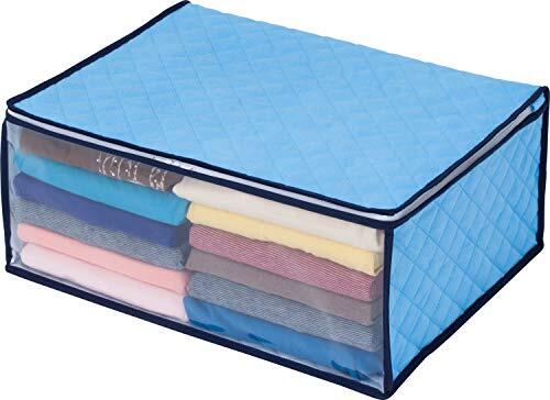 アストロ 収納ケース 衣類用 ライトブルー 除湿・防ダニ 吸湿 不織布 収納袋 衣装ケース 透明窓付き 616-17拍卖